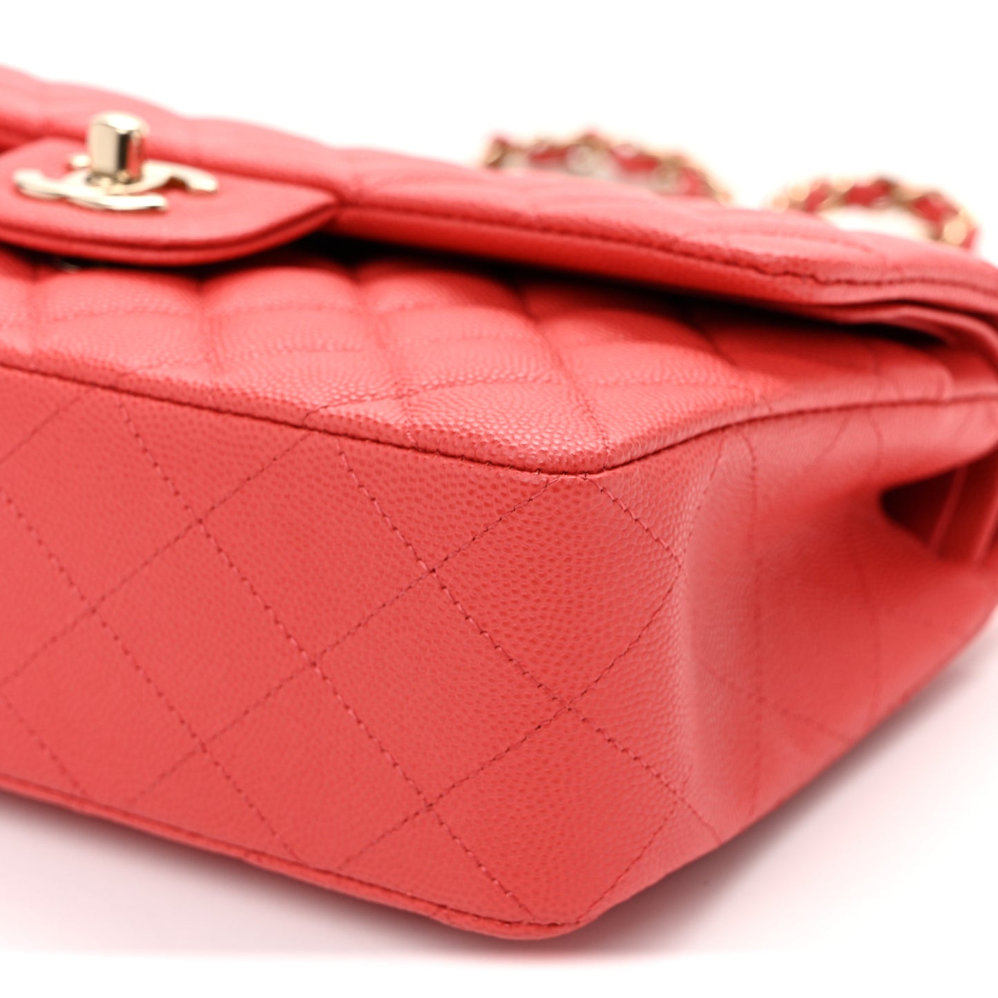 Caviar Quilted Small Double Flap Red Red