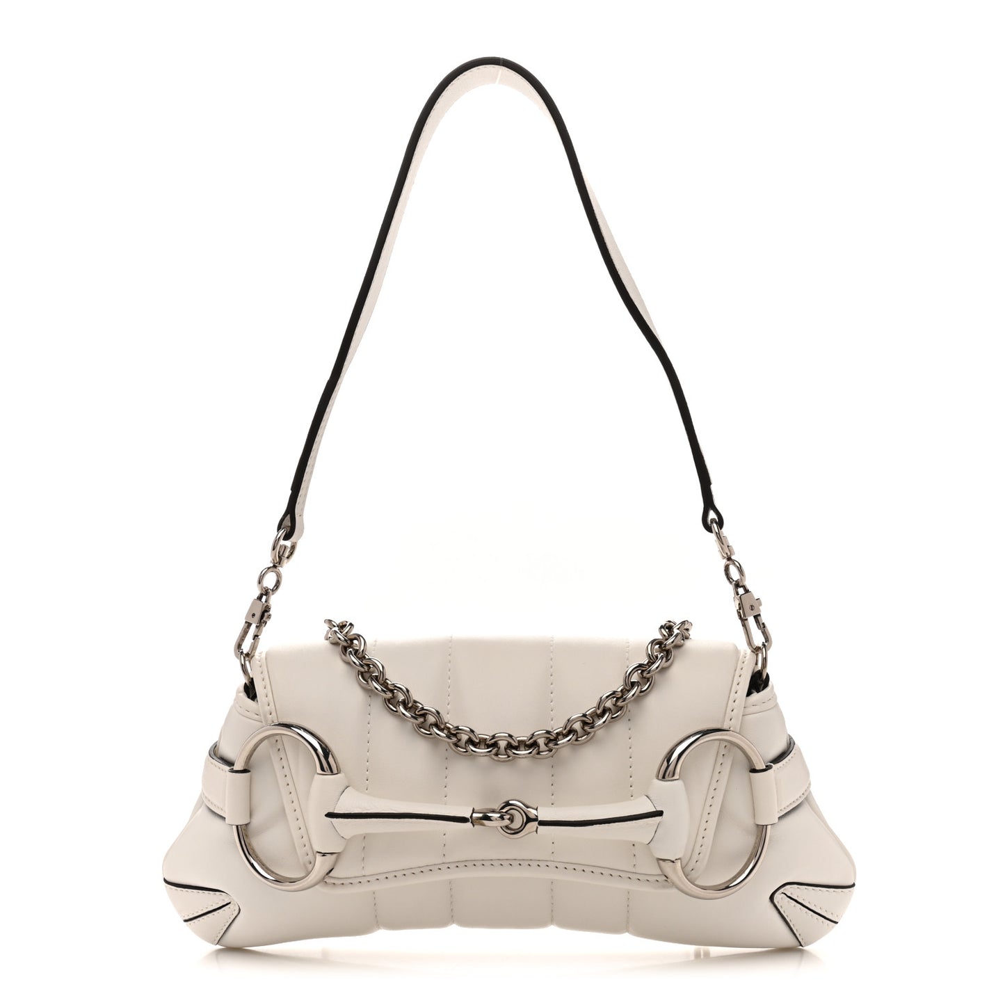 Nappa Vertical Matelasse Small Maxi Horsebit Chain Shoulder Bag Great White