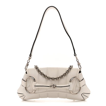 Gucci Nappa Vertical Matelasse Small Maxi Horsebit Chain Shoulder Bag Great White 1 of 13