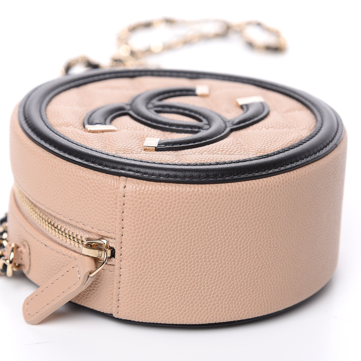 Chanel Caviar Quilted Round Filigree Crossbody Beige Black 8 of 10