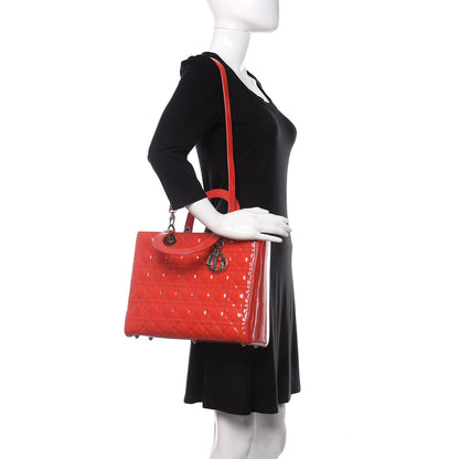 Christian Dior Patent Cannage Large Lady Dior Red 2 of 9