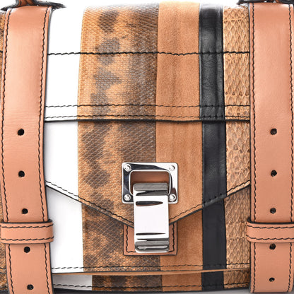 Proenza Schouler Lambskin Lizard Snakeskin Suede Tiny PS1 Exotic Stripe Mix Satchel Dune 8 of 10