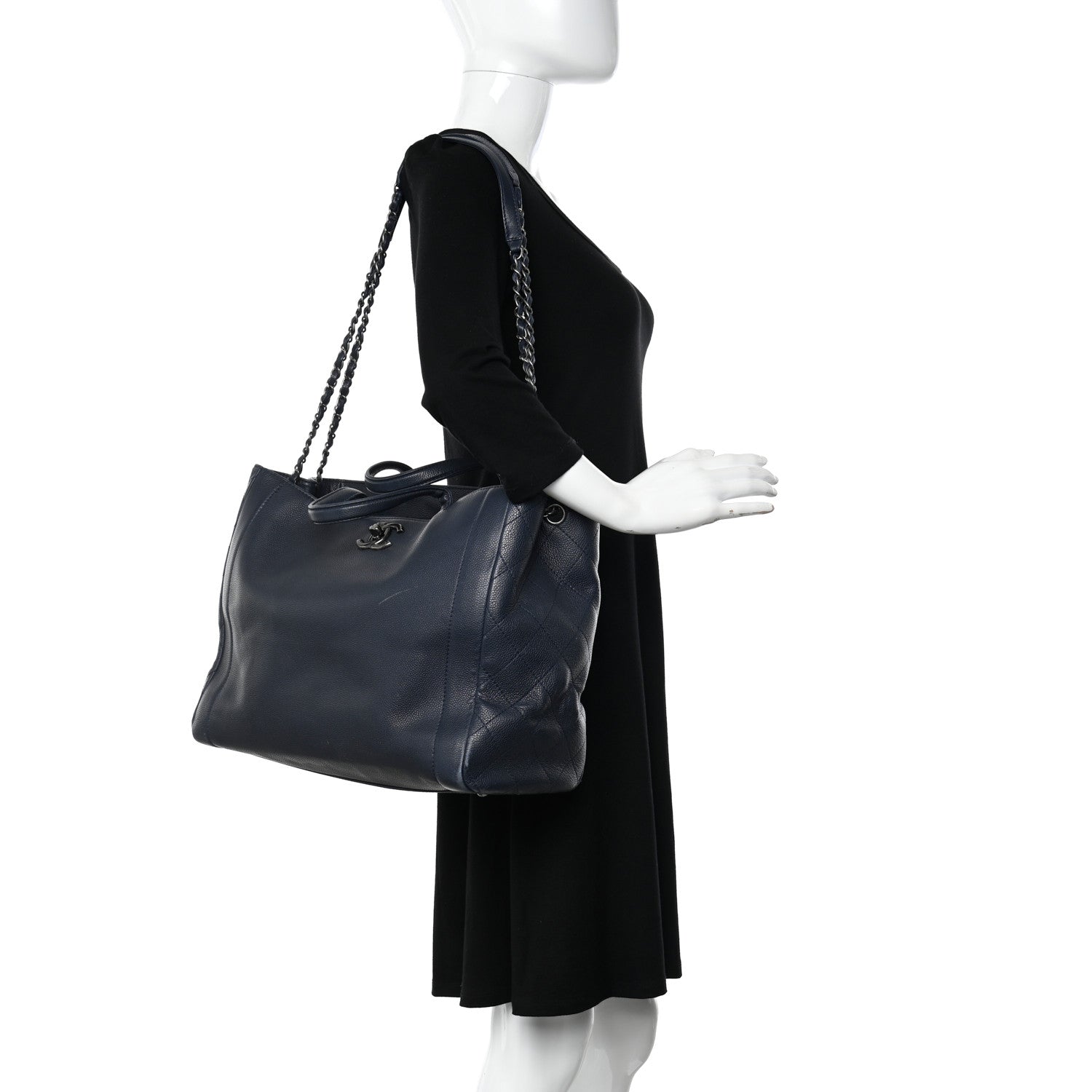 Chanel Caviar Large Shopping Tote Navy 2 of 19