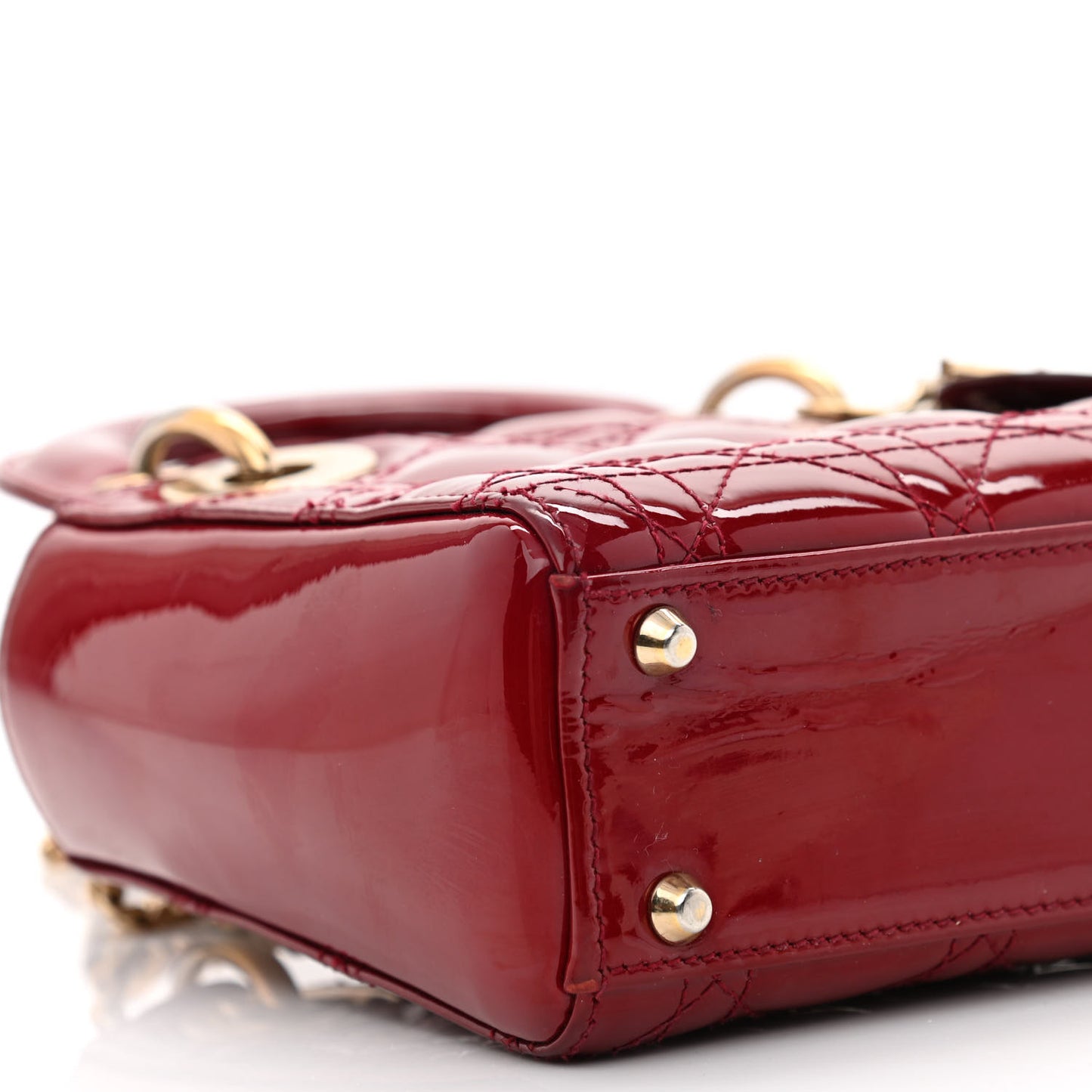 Patent Cannage Mini Lady Dior Red