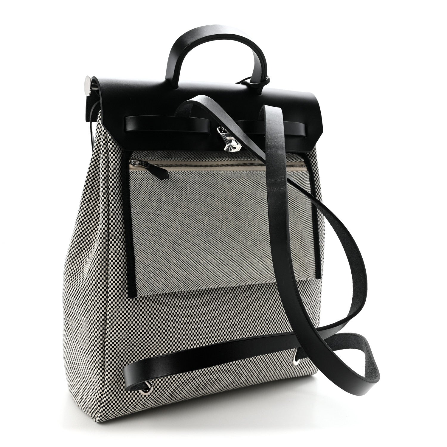 Hermes Criss Viking Vache Hunter Herbag a Dos Zip Retourne Backpack Ecru Black 4 of 10