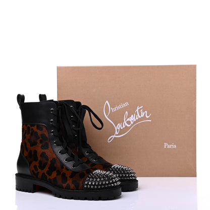Christian Louboutin Calfskin Pony Fox Spikes TS Croc Flat Boots 38 Black Roux 14 of 14