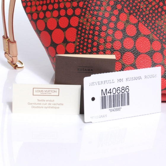 Monogram Kusama Waves Neverfull MM Red