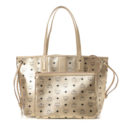 MCM Metallic Visetos Medium Liz Reversible Shopper Tote Gold 1 of 16