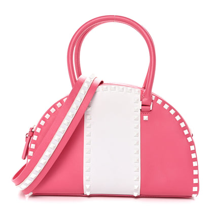 Valentino Garavani Vitello Colorblock Free Rockstud Top Handle Shoulder Bag Pink Optic White 1 of 13