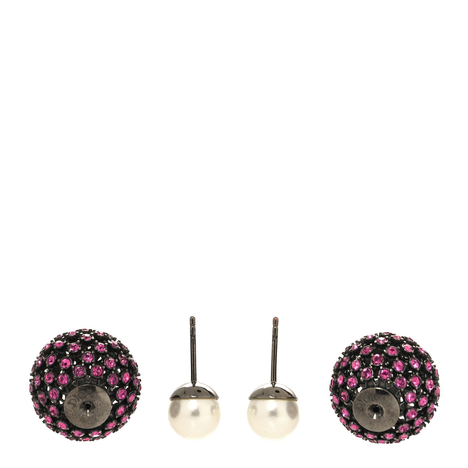 Christian Dior Crystal Pearl Mise En Dior Tribales Earrings Black Pink 3 of 4