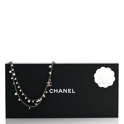 Chanel Lambskin Pearl CC Chain Multi Strand Necklace Black Gold 5 of 5