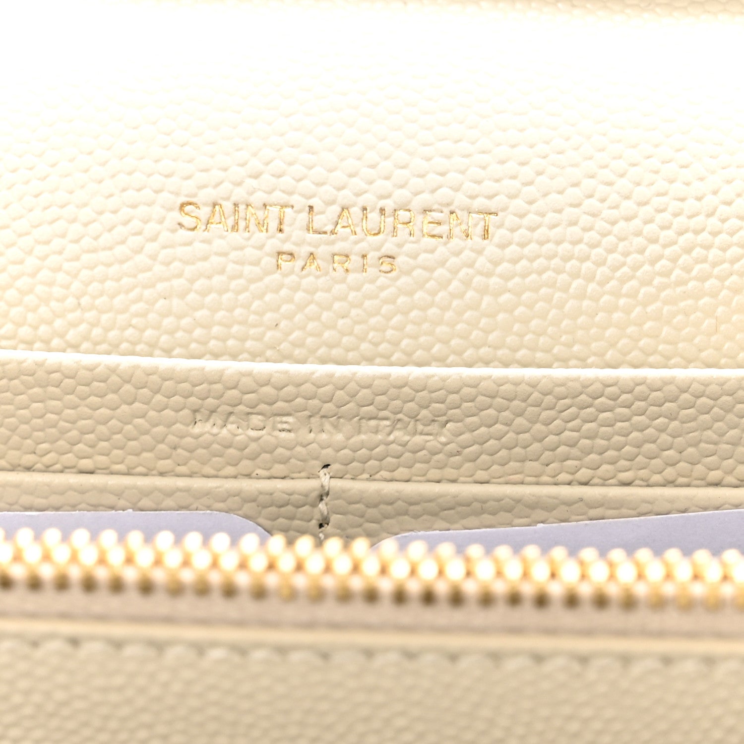 Saint Laurent Grain De Poudre Matelasse Chevron Monogram Chain Wallet Crema Soft 7 of 10