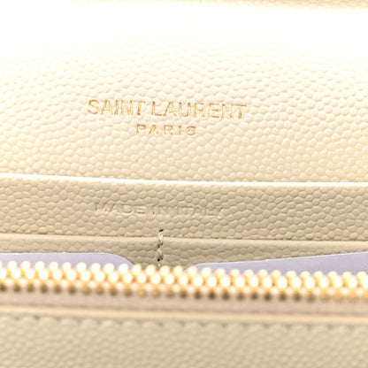 Saint Laurent Grain De Poudre Matelasse Chevron Monogram Chain Wallet Crema Soft 7 of 10
