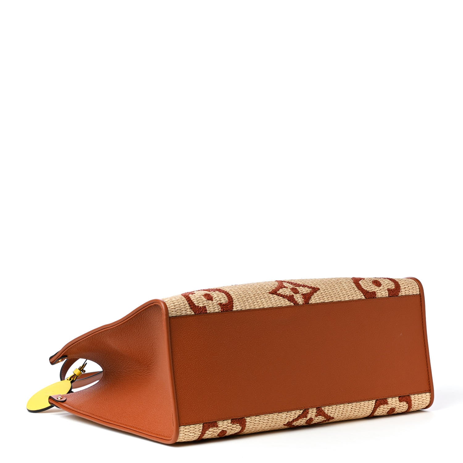 Louis Vuitton Raffia Calfskin Monogram Giant Onthego MM Tan 3 of 4