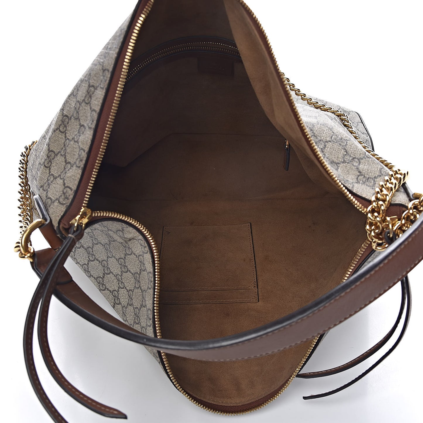 GG Supreme Monogram Large Linea A Hobo Light Brown