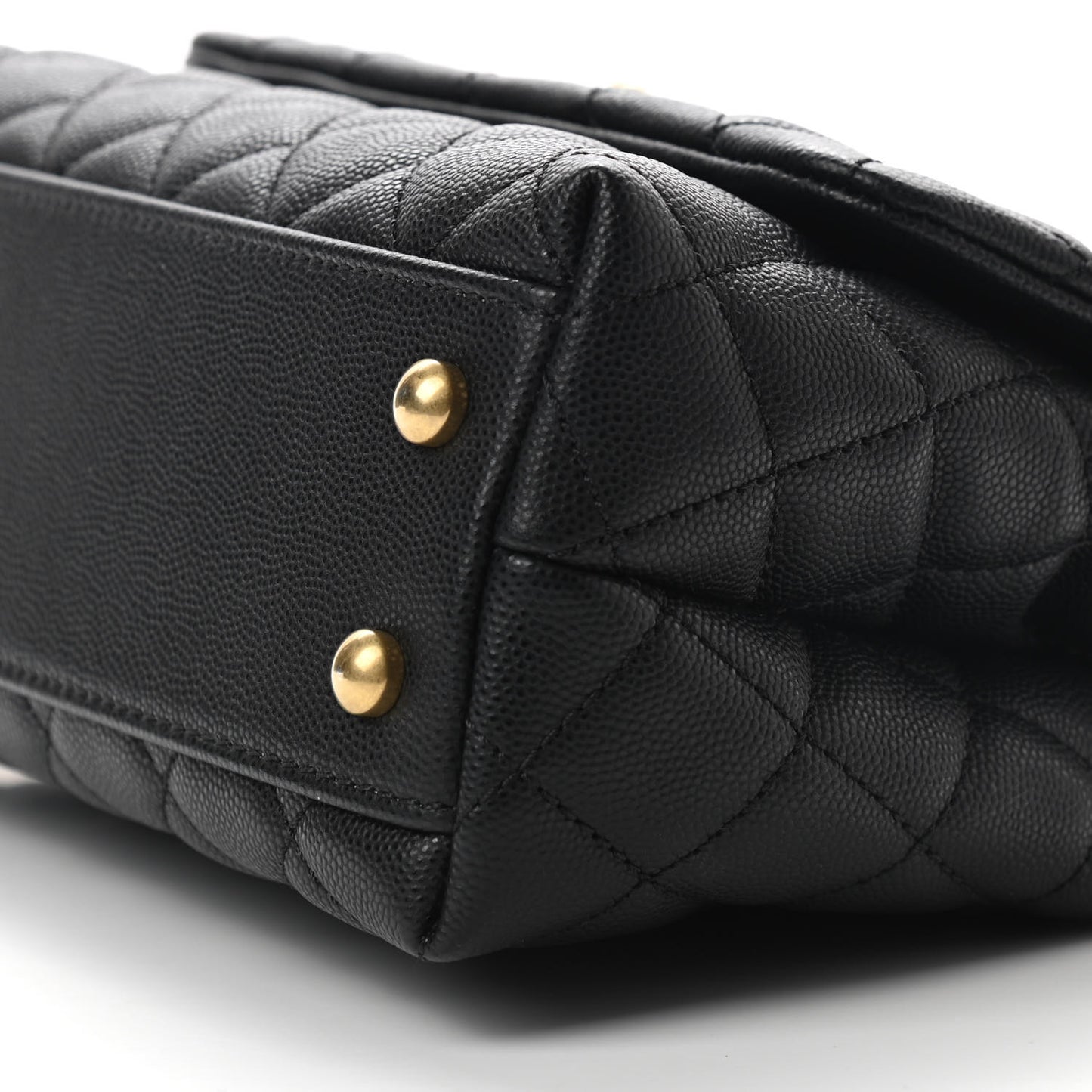 Caviar Lizard Embossed Quilted Mini Coco Handle Flap Black