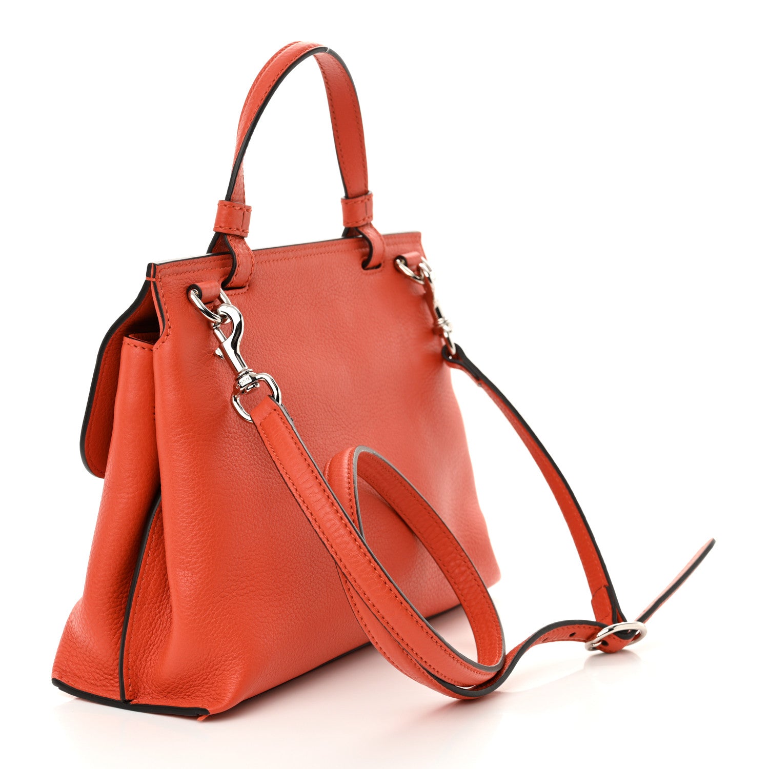Gucci Cellarius Calfskin Small Bamboo Daily Top Handle Bag New Dark Orange 3 of 10