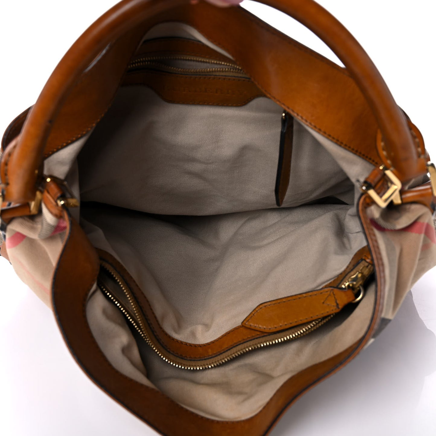 House Check Bridle Calfskin Medium Gosford Hobo Dark Tan