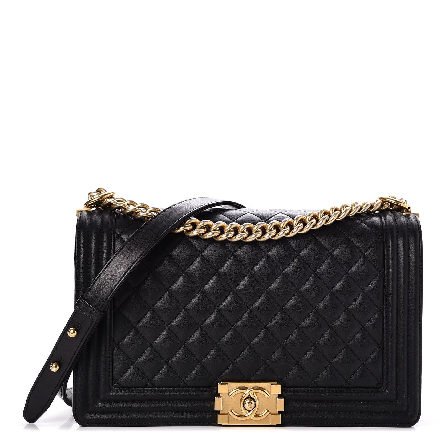 Calfskin Quilted New Medium Boy Flap Black