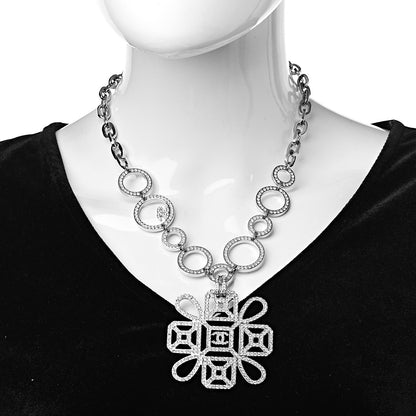 Chanel Crystal Strass Cross CC Necklace Silver 2 of 5