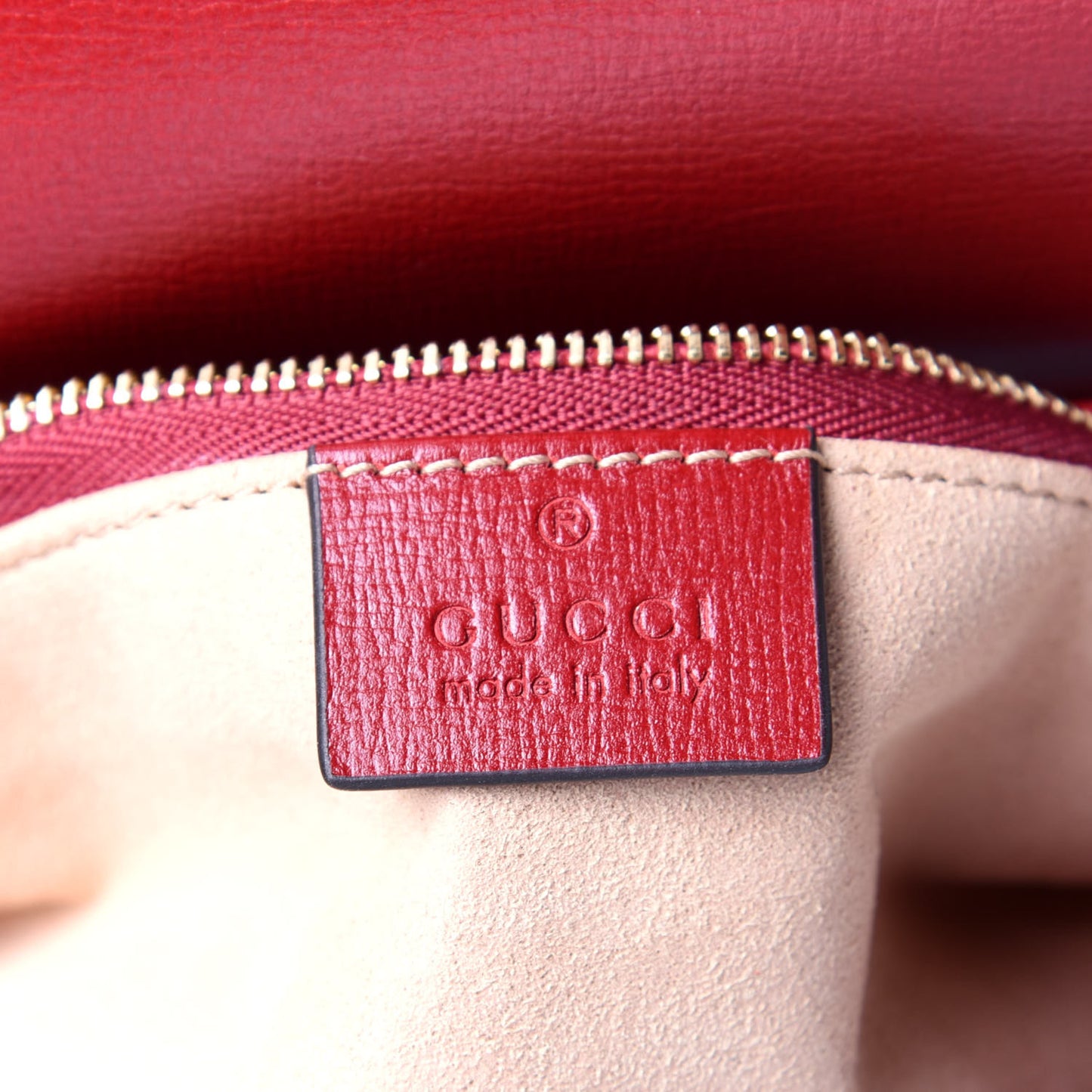GG Supreme Monogram Azalea Calfskin Horsebit 1955 Shoulder Bag Beige Ebony New Cherry Red