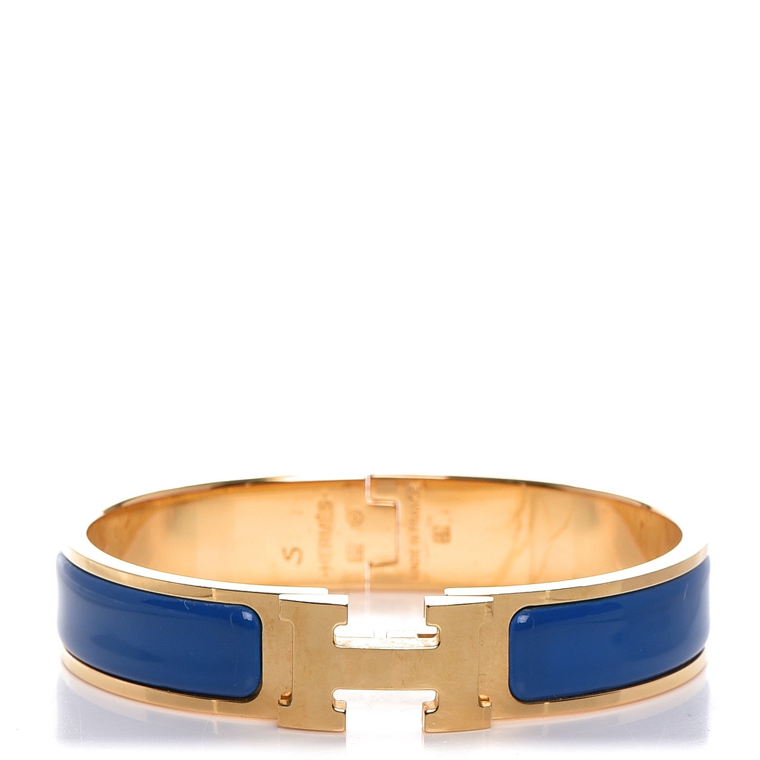 Hermes Narrow Enamel Clic Clac H Bracelet PM Bleu Intense 1 of 5