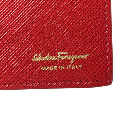 Salvatore Ferragamo Hammered Calfskin Vara Bow Chain Wallet Red 5 of 10