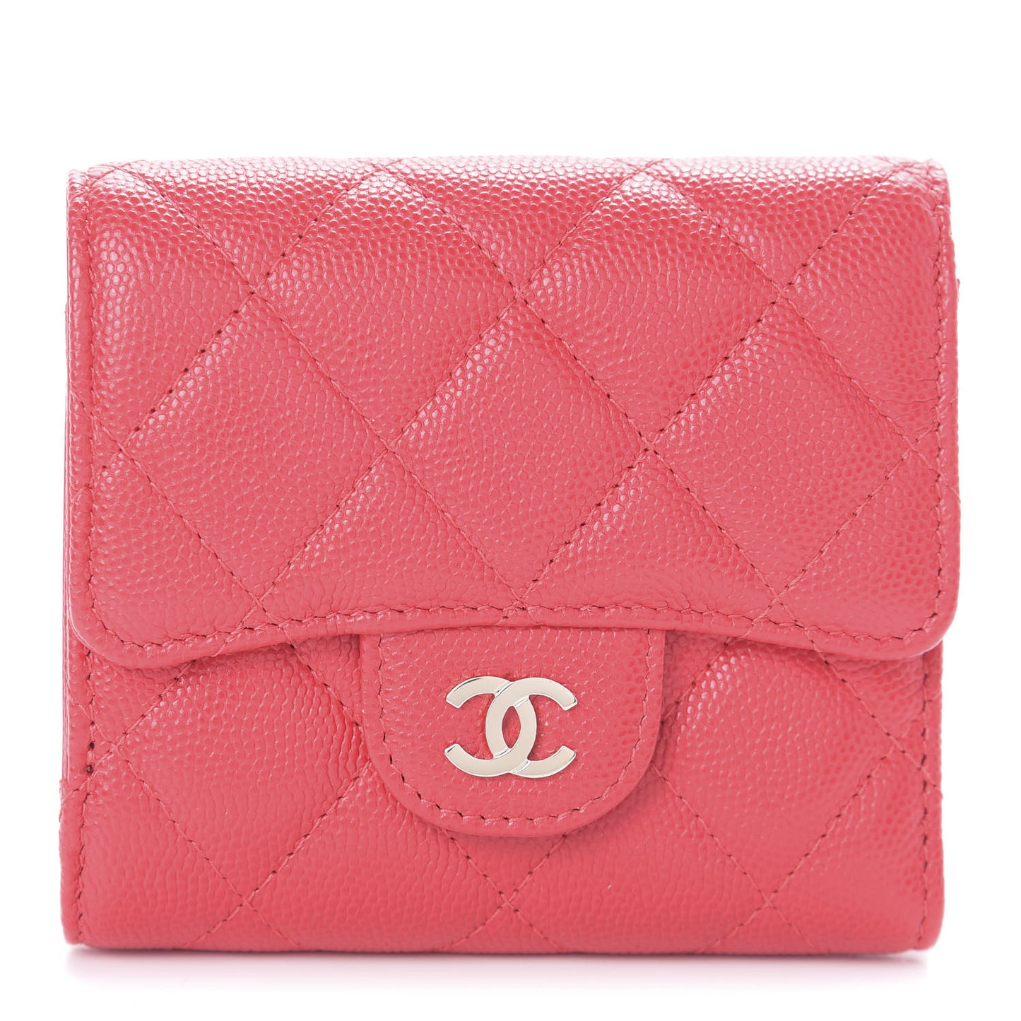 Caviar Quilted Small Flap Wallet Red