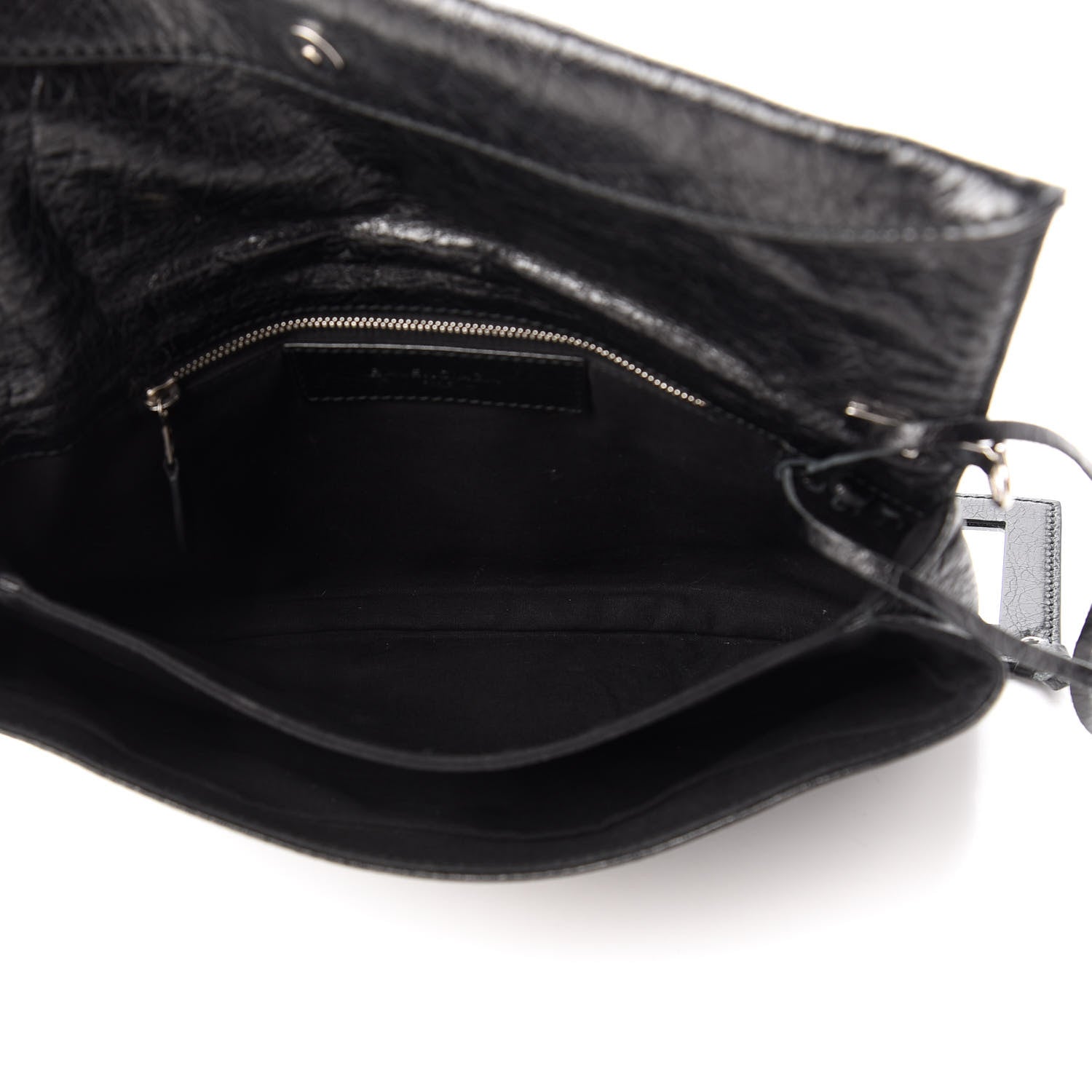 Balenciaga Agneau Giant 12 Silver Hardware Envelope Strap Clutch Black 5 of 10