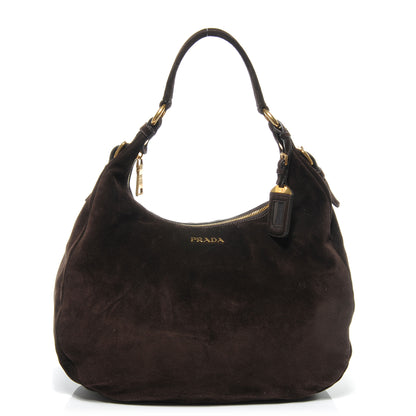 Prada Suede Hobo Moro Brown 1 of 8
