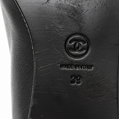 Chanel Patent Lambskin Crystal CC Cap Toe Ballerina Flats 39 Black 8 of 8
