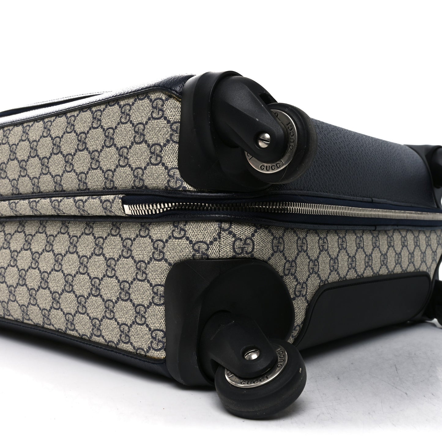 GG Supreme Monogram Textured Dollar Calfskin Web Savoy Cabin Plus Trolley Beige Blue
