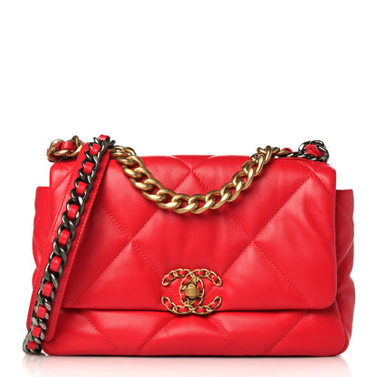 Chanel Lambskin Quilted Medium Chanel 19 Flap Red 1 of 9