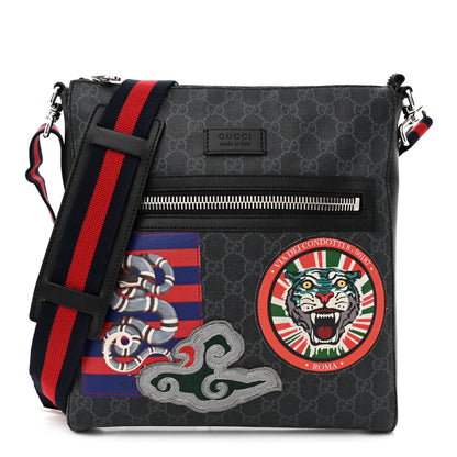 Gucci GG Supreme Monogram Night Courrier Flat Messenger Bag Black Multicolor 1 of 13