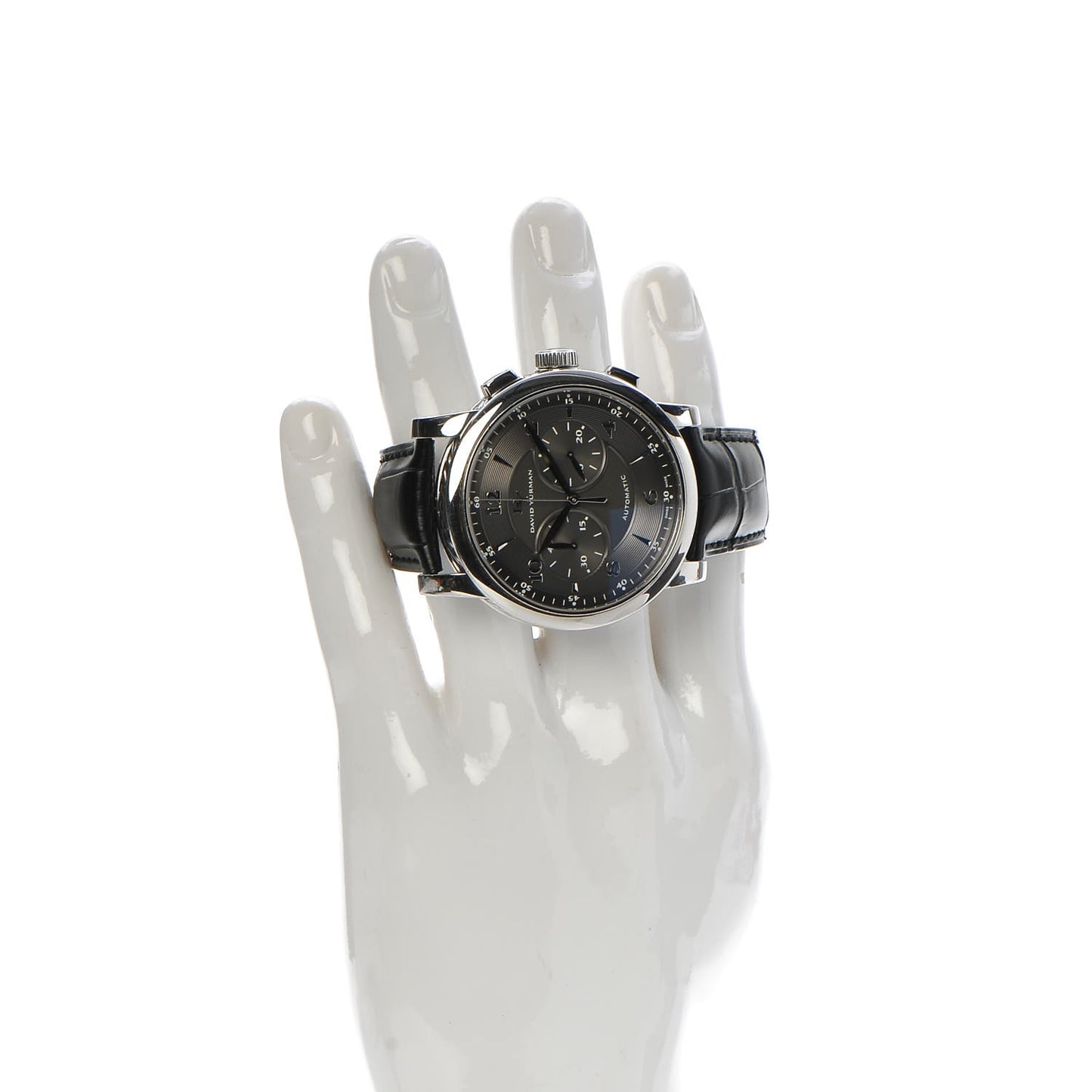 Stainless Steel Alligator 46mm Classic Chronograph Automatic Watch Black