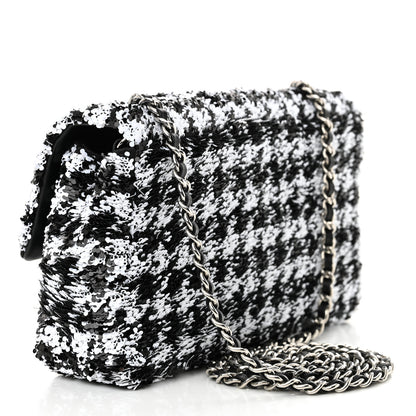 Chanel Sequin Houndstooth Small Flap Black White 3 of 11