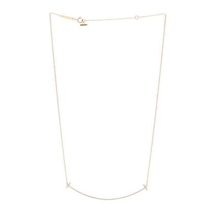 Tiffany 18K Yellow Gold Diamond Large T Smile Pendant Necklace 3 of 5
