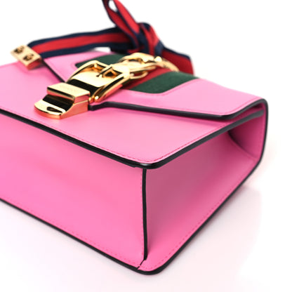 Gucci Vitello Fontanella Web Mini Sylvie Chain Shoulder Bag Pink Tropical Flower 9 of 9