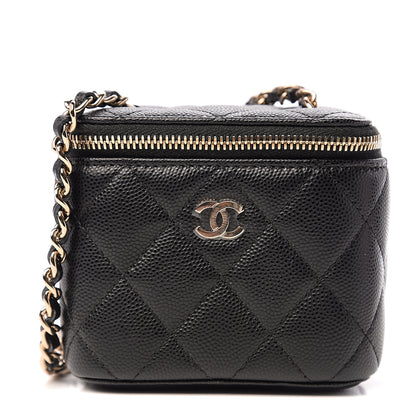 Chanel Caviar Quilted Mini Vanity Case With Chain Black 1 of 9