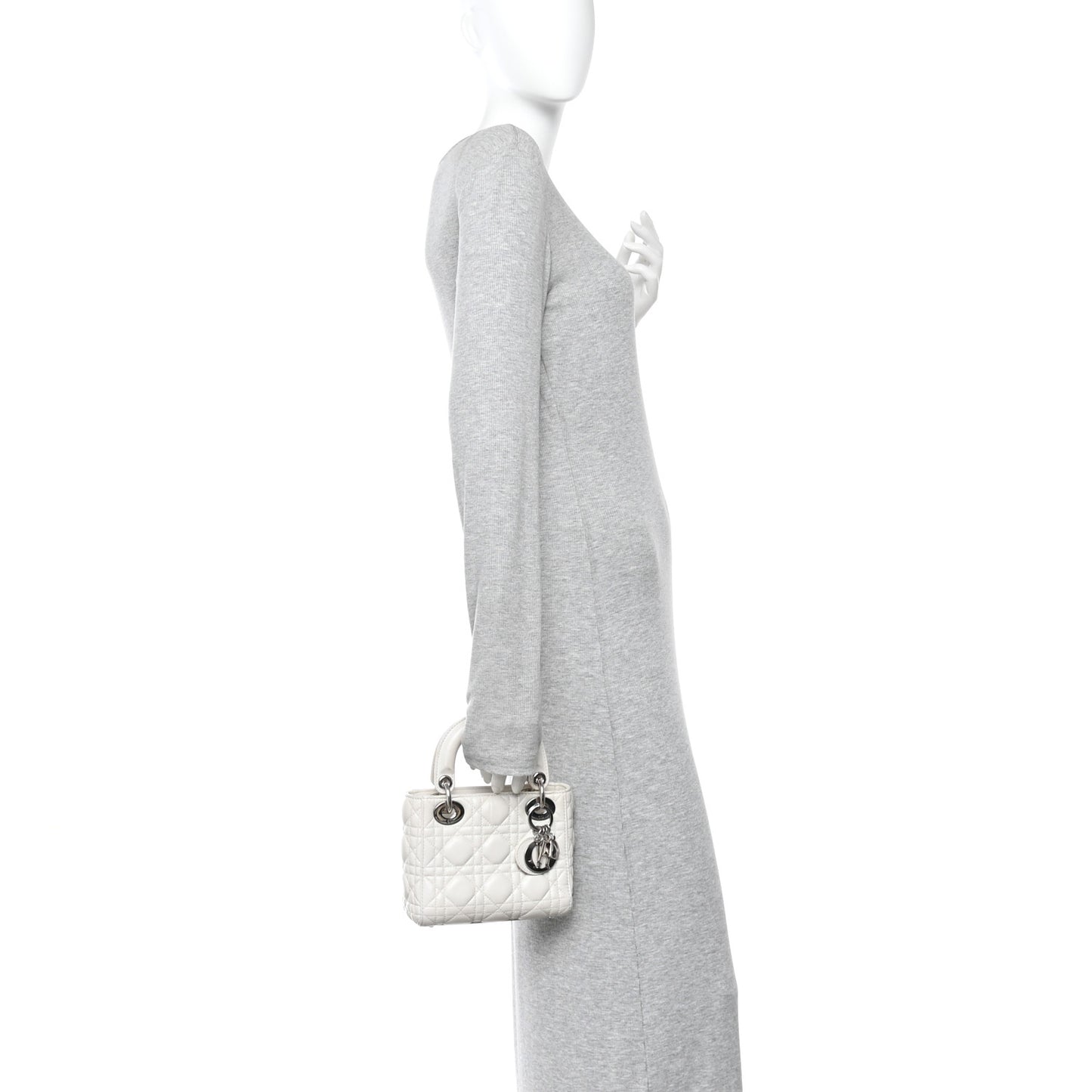 Lambskin Cannage Mini Lady Dior White