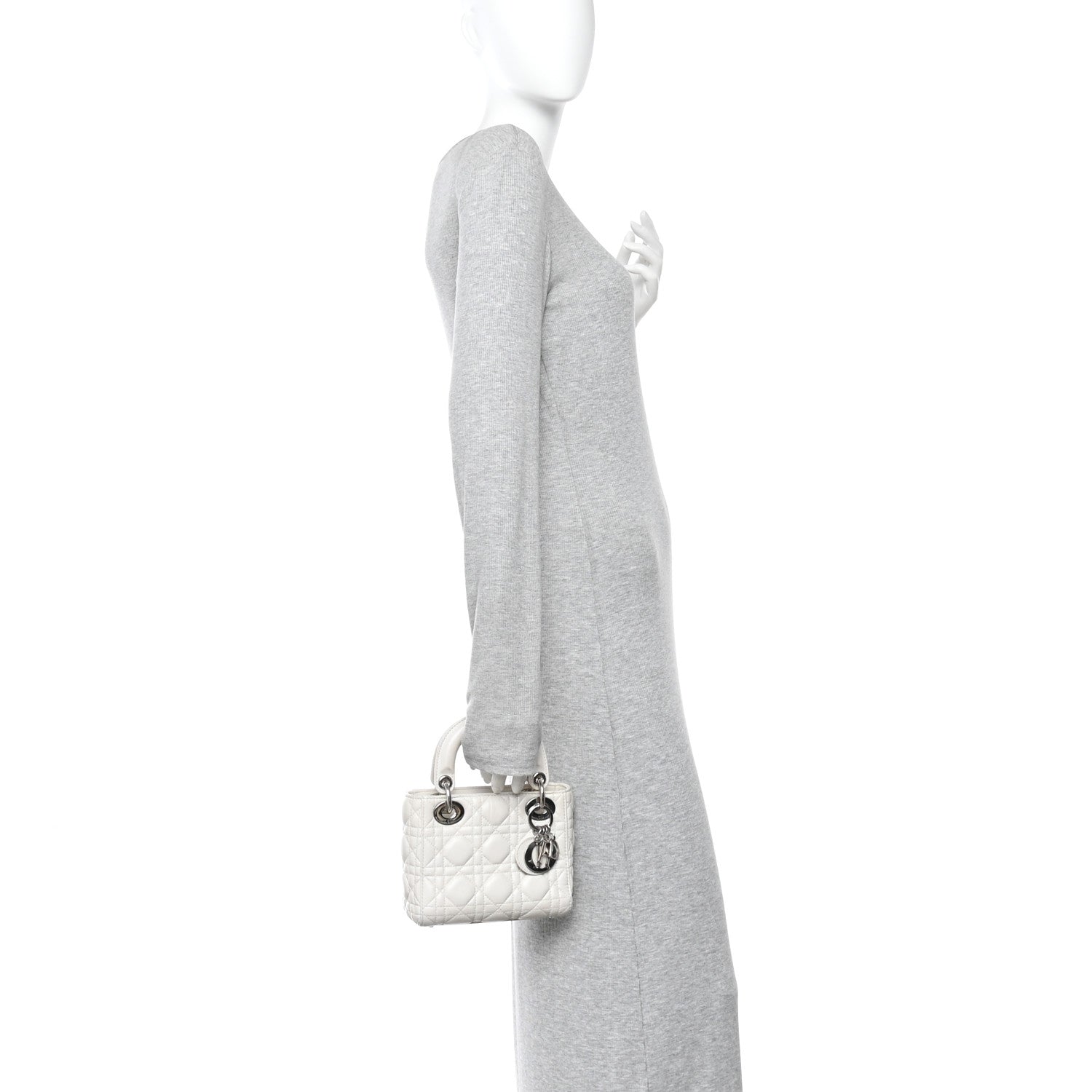 Christian Dior Lambskin Cannage Mini Lady Dior White 2 of 11