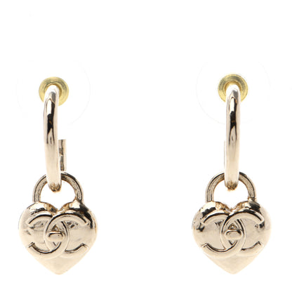 Chanel Metal CC Heart Turnlock Drop Earrings Gold 1 of 4