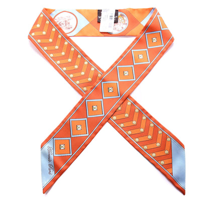 Hermes Silk Colliers Et Chiens Twilly Potiron Orange Ciel 1 of 4