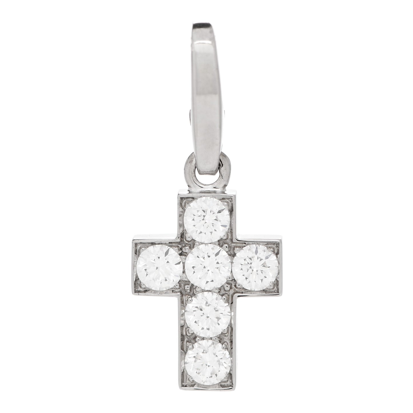 18K White Gold Diamond .84ctw Cross Charm Pendant