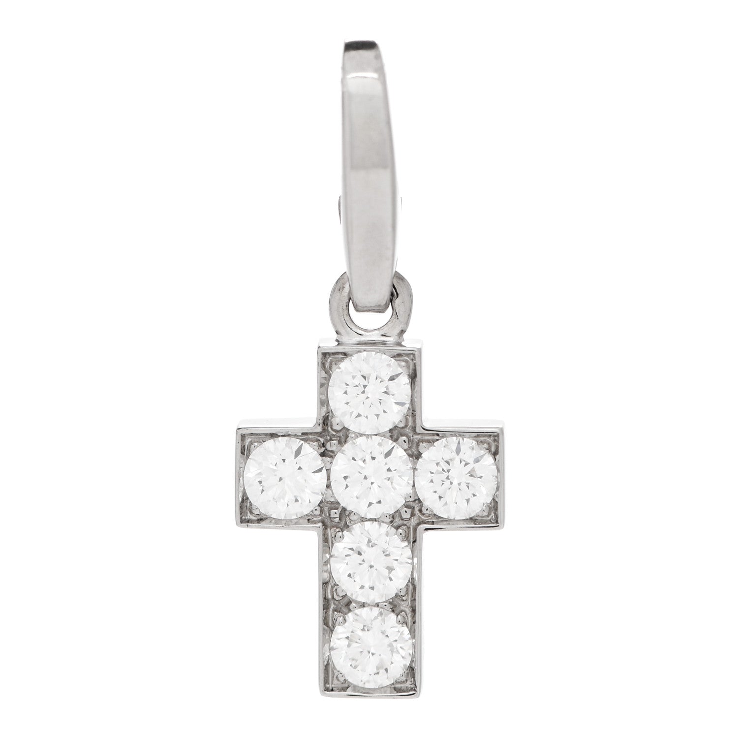 Cartier 18K White Gold Diamond .84ctw Cross Charm Pendant 1 of 5