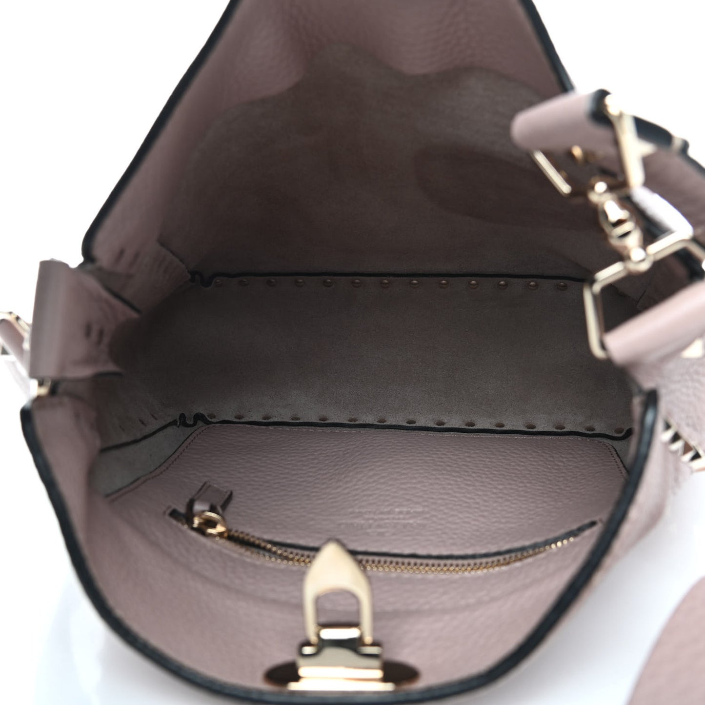 Pebbled Calfskin Small Rockstud Flip-Lock Messenger Bag Poudre