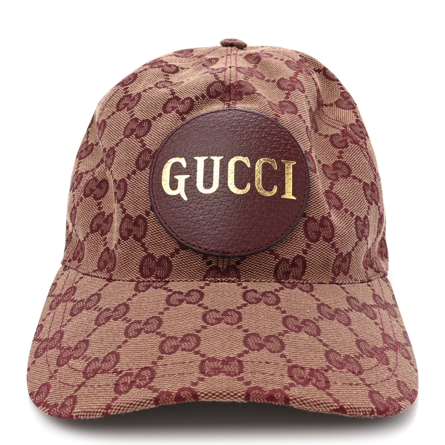 Gucci Monogram Textured Dollar Calfskin Zeno Baseball Hat L Camel Bordeaux 3 of 8