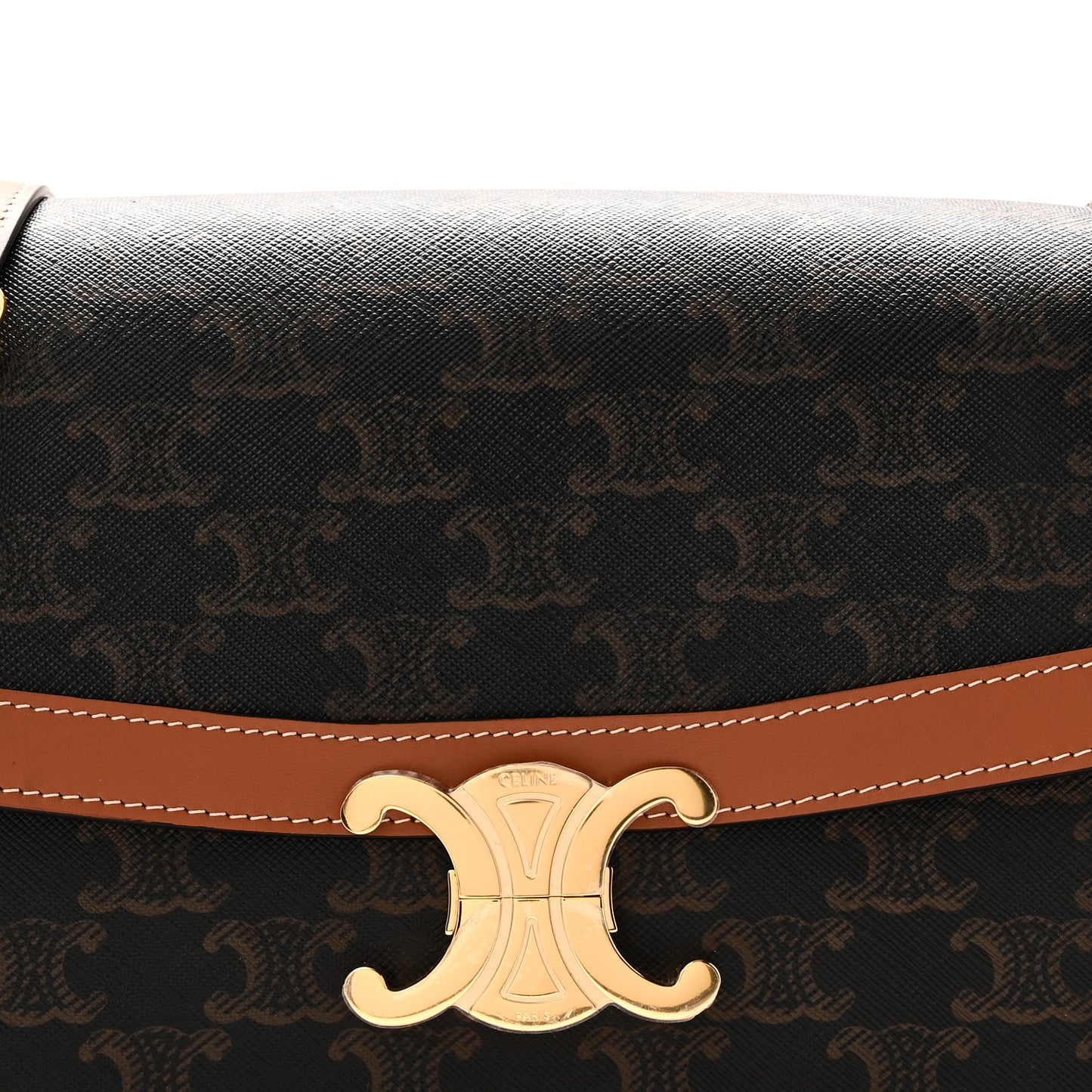 Triomphe Canvas Calfskin Medium Triomphe Bag Tan