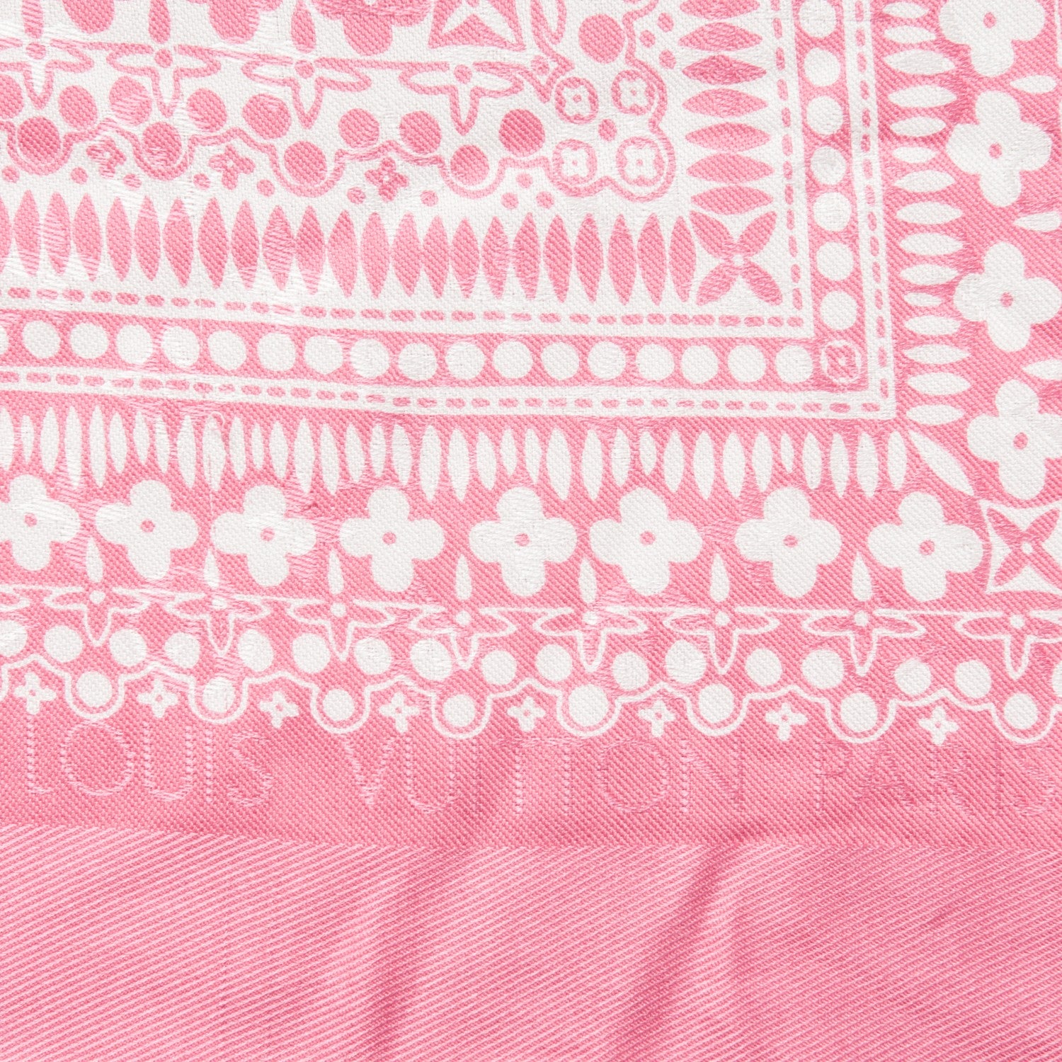 Louis Vuitton Silk Wool Amstramgram Shawl Pink 4 of 6