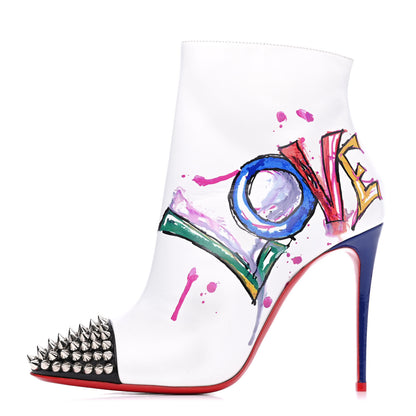 Christian Louboutin Calfskin Patent Love Is A Boot 100 Booties 38 White 1 of 12